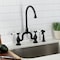 Kingston Brass Bridge Kitchen Faucet with Brass Sprayer, Matte Black KS7790BPLBS - alternate 3